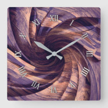 Reloj de pared de diseño de madera púrpura