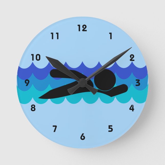 Reloj de pared de diseño de natación (Anverso)
