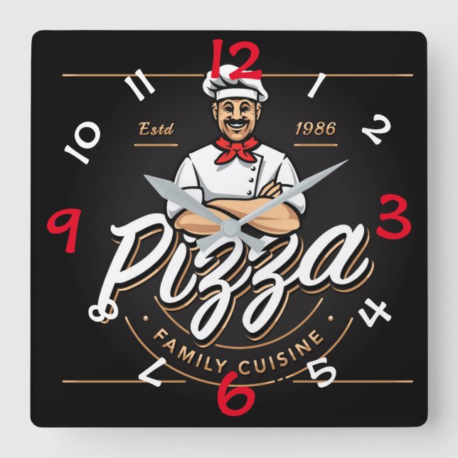 Reloj de pared de diseño de pizza con números (Anverso)