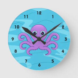 Reloj de pared de diseño de pulpo morado