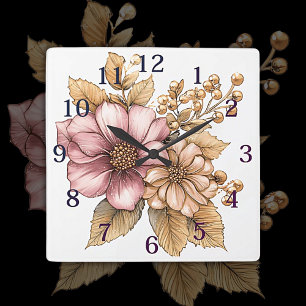 Reloj de pared de diseño floral