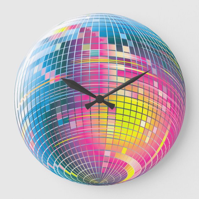 Reloj de pared de diseño gráfico de bolas de disco (Anverso)