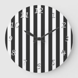 Reloj de pared de diseño rayado en blanco y negro