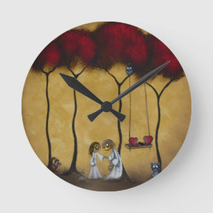 Reloj de pared de dos corazones