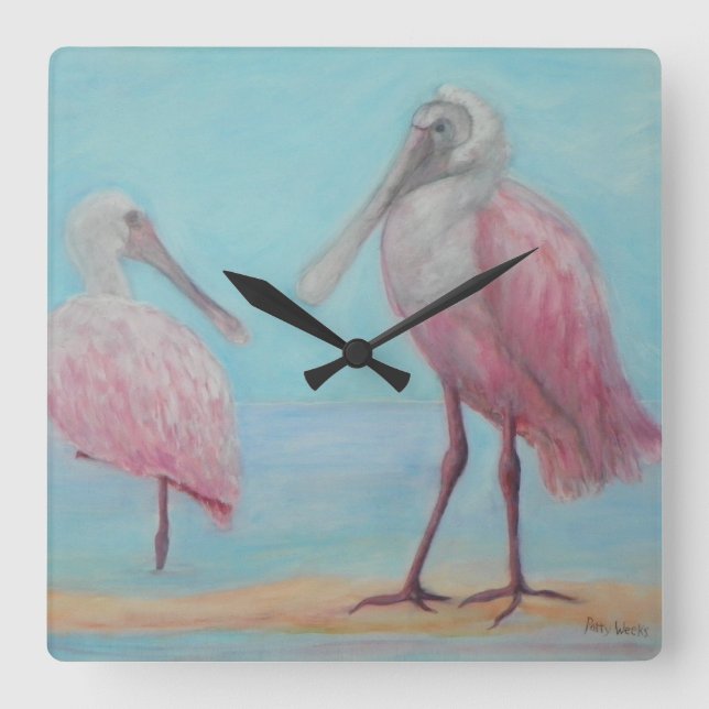Reloj de pared de DOS SPOONBILLS (Anverso)