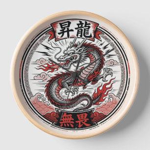 Reloj de pared de dragón japonés Arte del dragón