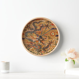 Reloj de pared de dragón oriental chino