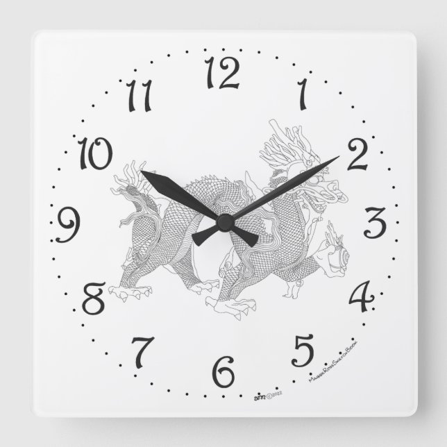 Reloj de pared de Dragon Square chino (Anverso)