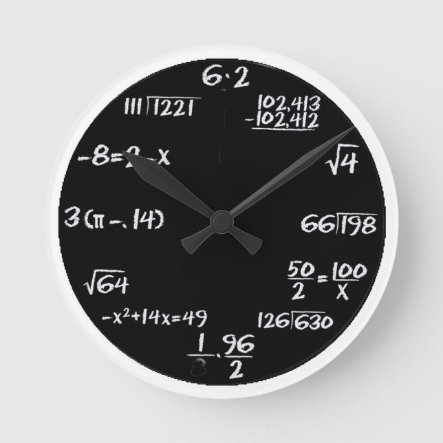 reloj de pared de ecuaciones en blanco y negro (Anverso)