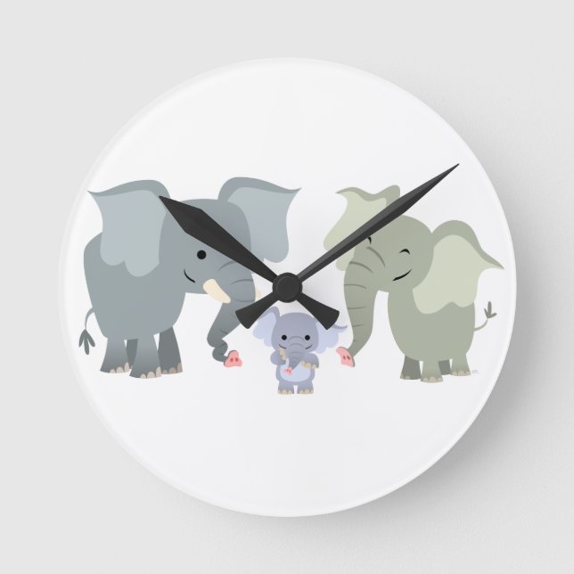 Reloj de pared de elefante de familia de Personali (Anverso)