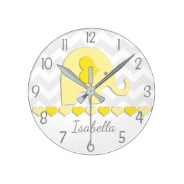 Reloj de pared de elefante gris amarillo