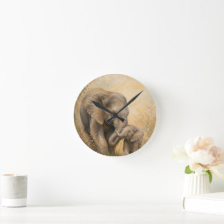 Reloj de pared de elefante madre y bebé | 