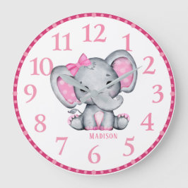Reloj de pared de elefante rosa personalizado para