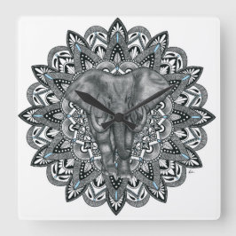 Reloj de pared de Elephant Mandala