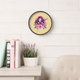 Reloj de pared de empoderamiento femenino floral