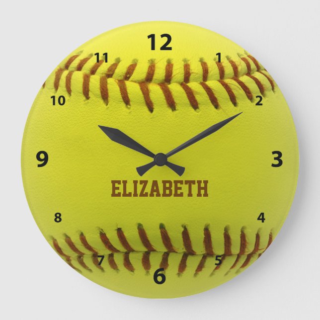 Reloj de pared de encargo de la bola del softball (Anverso)