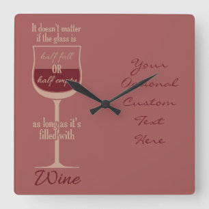 Reloj de pared de encargo de la copa de vino roja