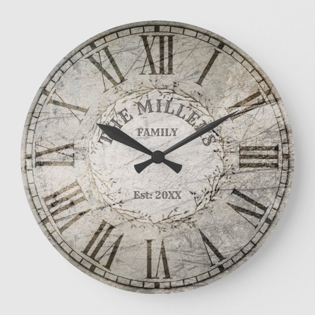 Reloj de pared de encargo del apellido del estilo (Anverso)