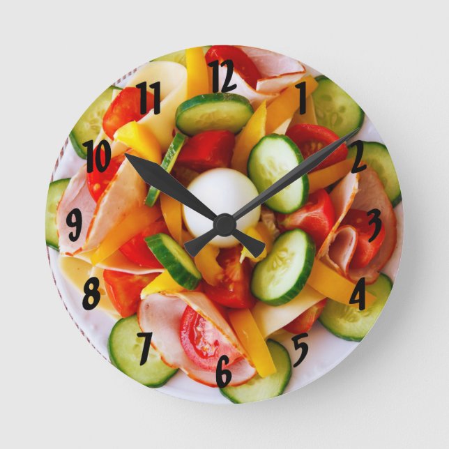 Reloj de pared de ensaladas de verduras de verano (Anverso)