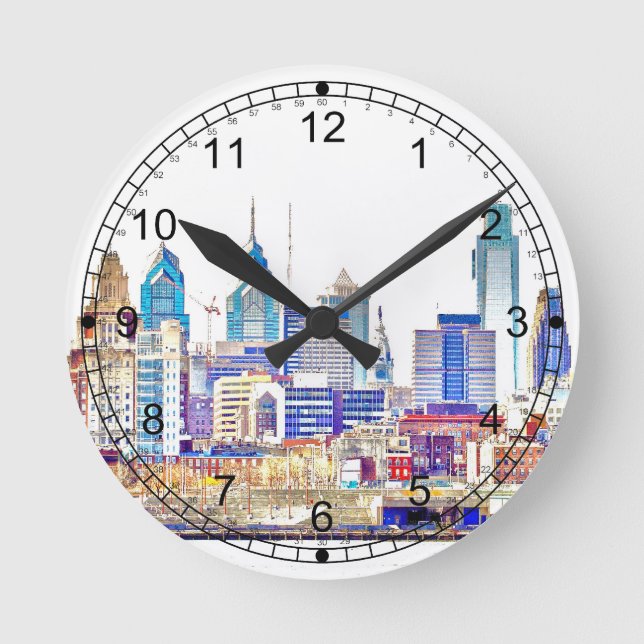 Reloj de pared de esbozo de color de Filadelfia (Anverso)