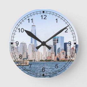 Reloj de pared de esbozo de color de Manhattan inf