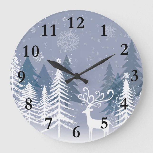 Reloj de pared de escena de invierno (grande) (Anverso)