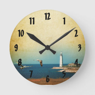 Reloj de pared de escenas de la playa del faro