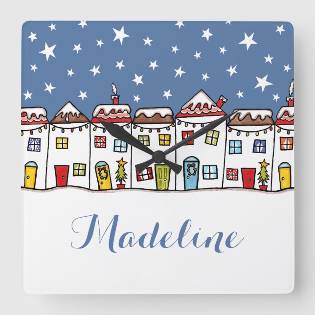 Reloj de pared de escenas de nieve personalizado p (Anverso)