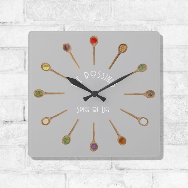 Reloj de pared de especias de la vida, acrílico cu (Spice of Life Family Kitchen Clock)