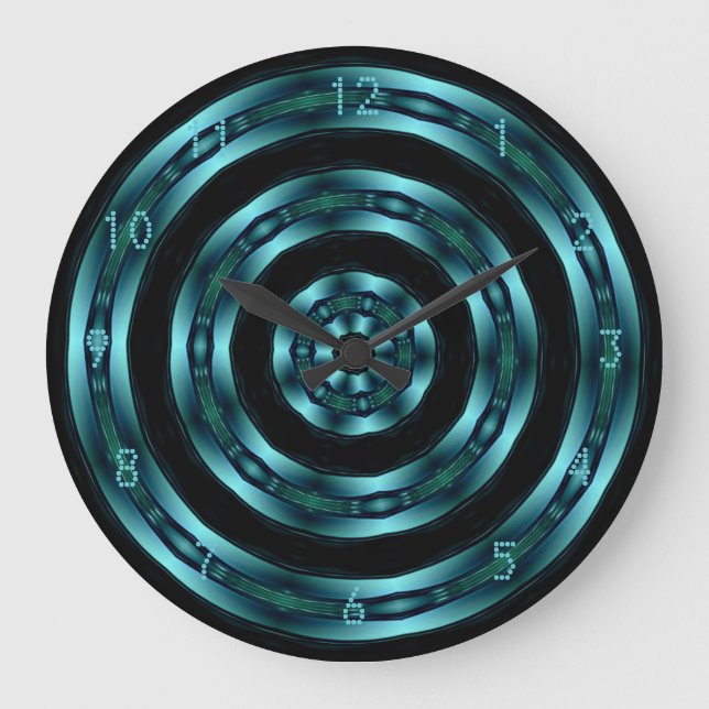 Reloj de pared de espiral cromado verde azulado (Anverso)