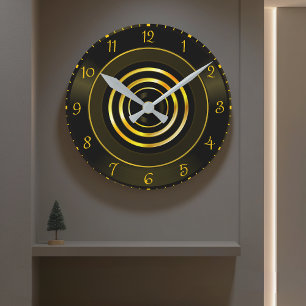 Reloj de pared de espiral de oro negro moderno par