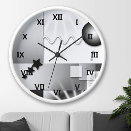 Reloj de pared de estilo Art Decó en blanco y negr