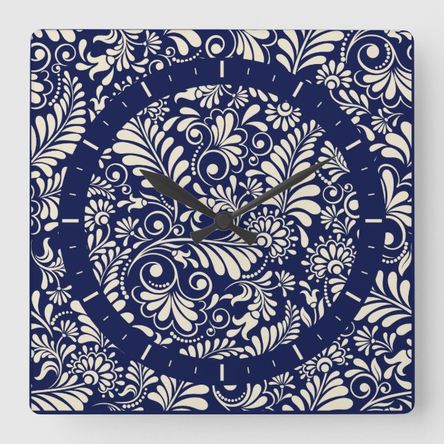reloj de pared de estilo barroco, azul marino y va (Anverso)
