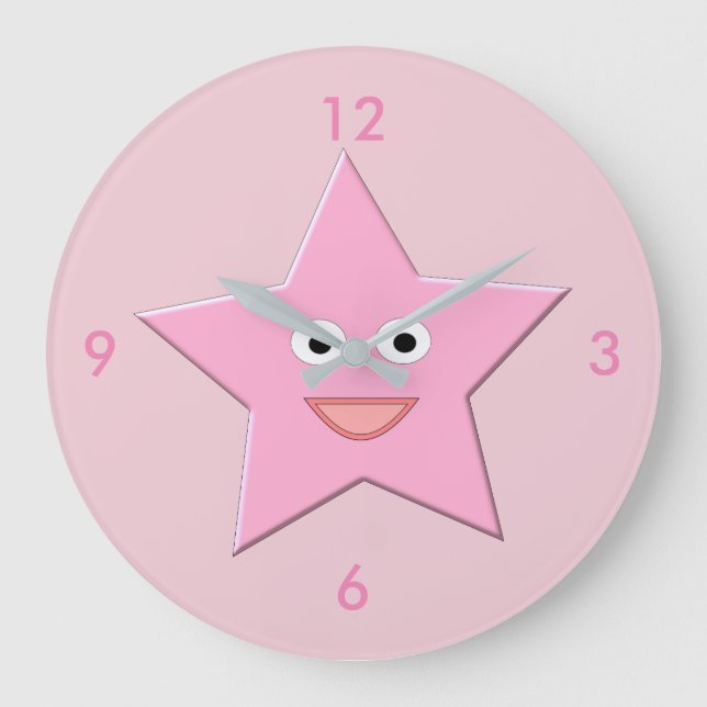 Reloj de pared de estrella rosa bonito (Anverso)