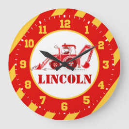 Reloj de pared de excavadoras rojas para niños de 