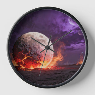 Reloj de pared de fantasía de luna de lava