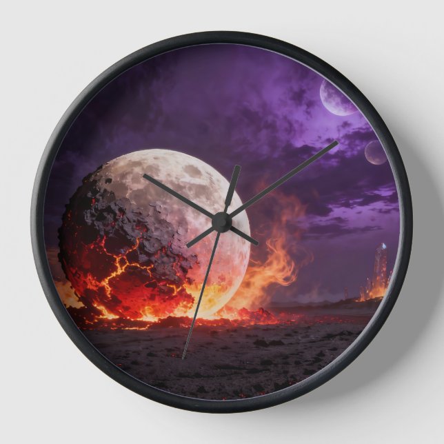 Reloj de pared de fantasía de luna de lava (Anverso)
