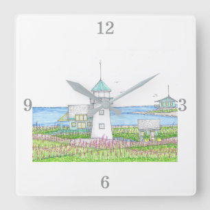 Reloj de pared de faro blanco