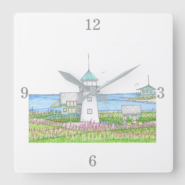 Reloj de pared de faro blanco (Anverso)