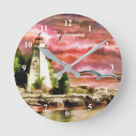 Reloj de pared de faro de arte personalizado