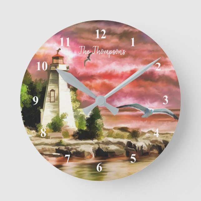 Reloj de pared de faro de arte personalizado (Anverso)
