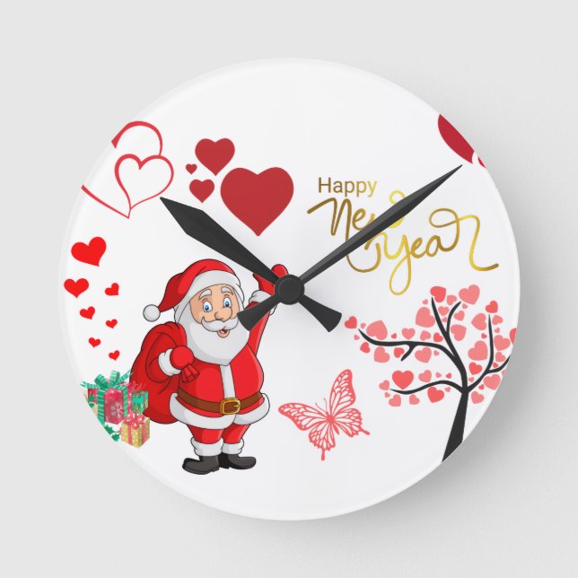 Reloj de pared de Feliz Año Nuevo (Anverso)