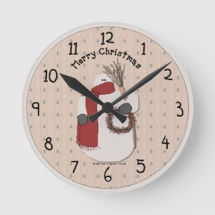 Reloj de pared de Feliz Navidad country
