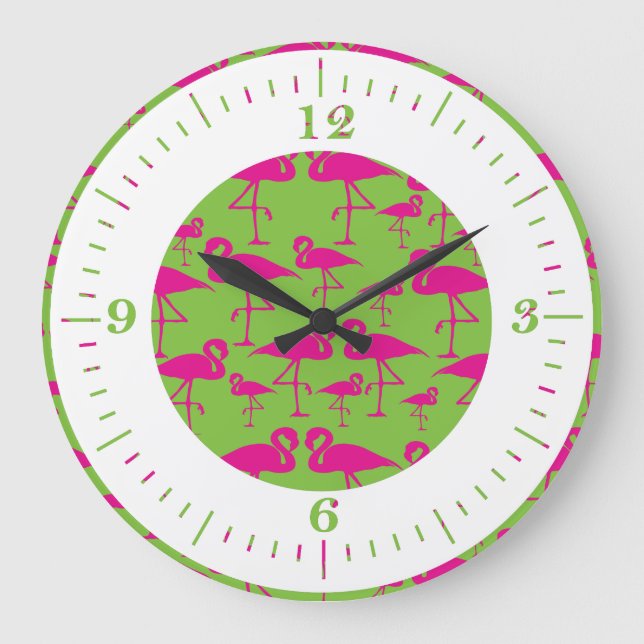 Reloj de pared de flamenco rosa (Anverso)