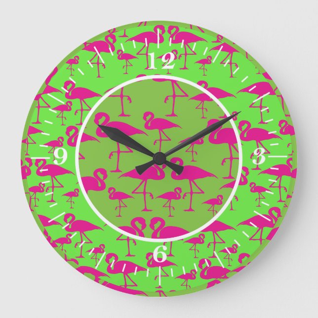 Reloj de pared de flamenco rosa (Anverso)
