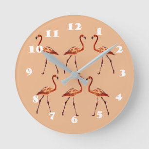 Reloj de pared de flamencos rosados