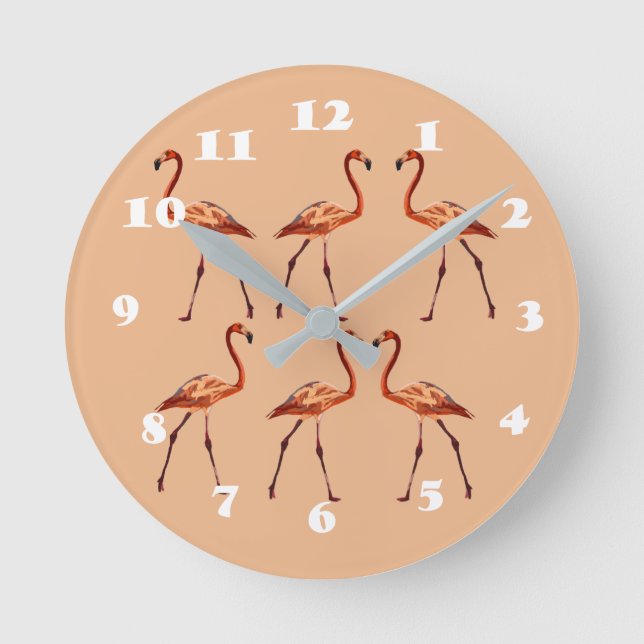 Reloj de pared de flamencos rosados (Anverso)