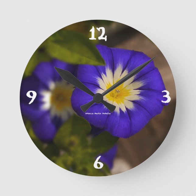 Reloj de pared de flor azul (Anverso)