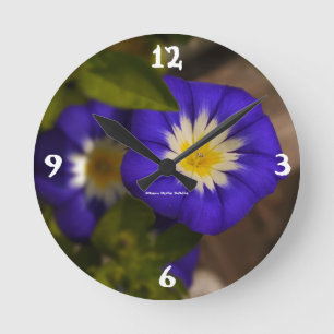 Reloj de pared de flor azul
