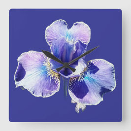 Reloj de pared de flor azul